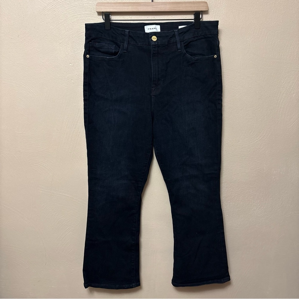 Frame Le Crop Mini Boot High Rise Jeans Marcella Dark Wash Size 33 - Picture 4 of 13